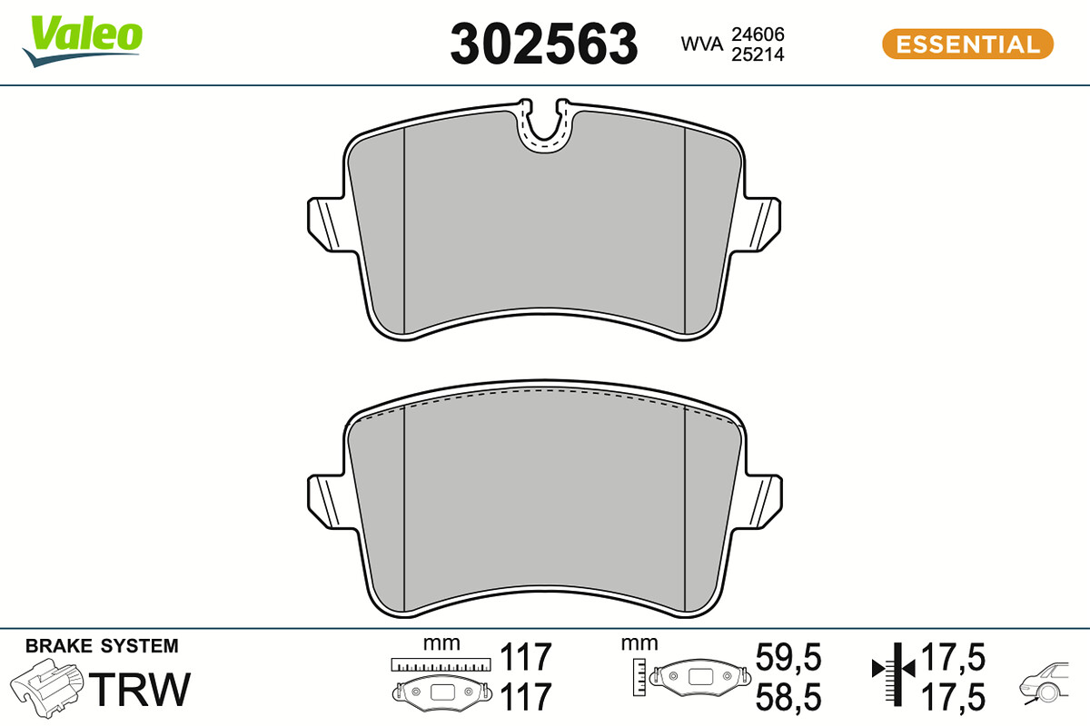 Jeu de 4 plaquettes de frein VALEO ref. 302563